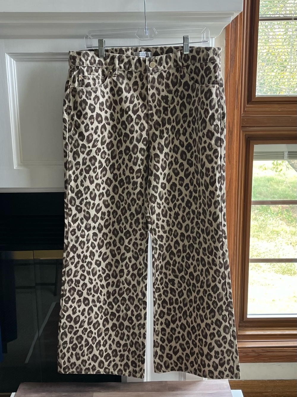 Ann Taylor Beige and Brown Leopard Print Wide Leg Jeans